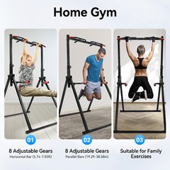 Adjustable Pull Up Bar Dip Station Multi Gym Home Gym Strength Training 440lbs