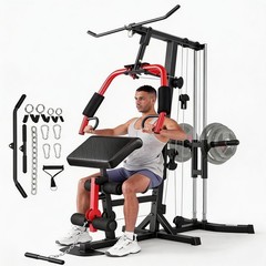 Multifunctional Full Body Home Gym System Equipment Weight Workout Station 140lb
