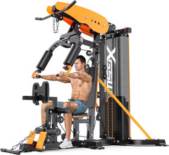 Multi-Function Home Gym Workout Station, Featuring a Pulley System, Arm Trainer,