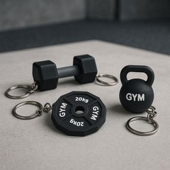 Dumbbell, Kettlebell & Gym Plate Keychains – Gift for Gym Lovers, Workout