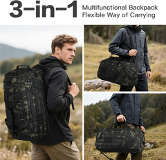 3-In-1 Tactical Gym & Travel Duffle Bag Backpack Men Multi-Functional 45L Milita