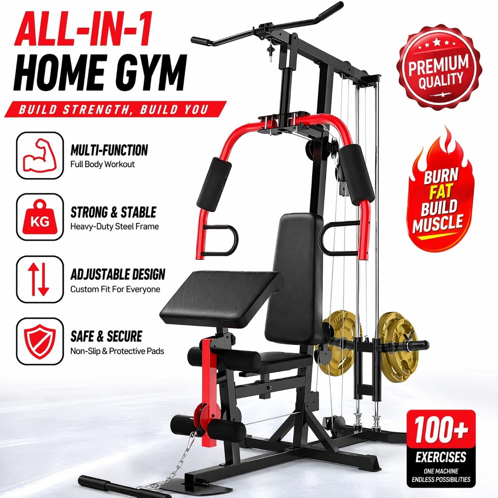 400LB Multifunctional Home Gym Equipment Body Workout Station with Pulley System
