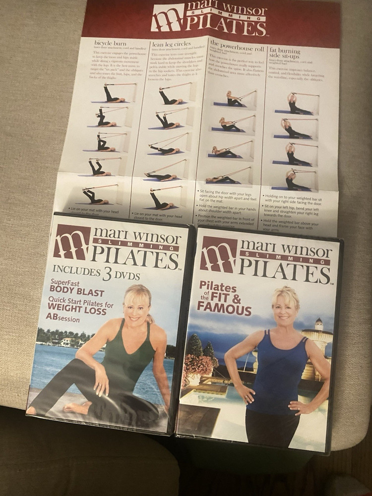 Mari Winsor Slimming Pilates Home Gym with DVDs, Weighted Bar, Resistance Bands