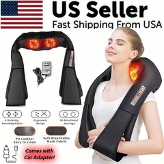 Shiatsu 3D Neck & Shoulder Massager with Heat, Deep Tissue Kneading Pillow