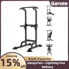 Free Standing Power Tower Dip Station Adjustable Pull Up Bar Heavy Duty