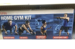 SPRI Home Gym Kit Quality Wheel, Push-up Bars, Resistance Bands, Seg. Jump Rope