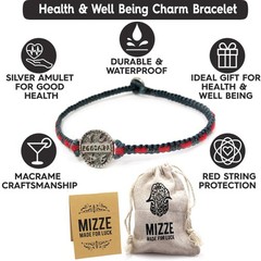 Men’s Health & Well Being Charm Bracelet in Silver on Macrame Crafted Bracele…