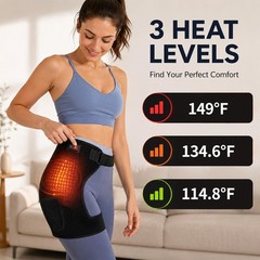 Hip Brace with Heat and Vibration, Adjustable Heating Pad for Hip Wearable Su…