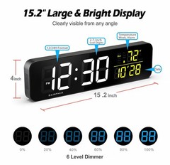 15.2″ Gym Timer, App & Remote Control, Customizable LED Colors, Temperature, …