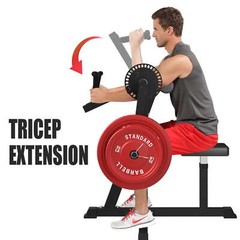 Home Gym Bicep Curl Tricep Press Extension Adjustable Seat 2 in 1 Preacher Curl