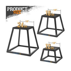 GanFindX Plyometric Jump Box Set, 12/18/24 Inch Steel Plyo Box, Heavy Duty Pl…