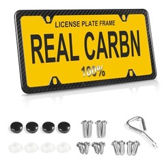 Black Real Carbon Fiber License Plate Frame – 4 Holes Vertical Fixing Hole