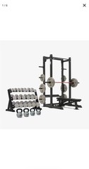 Nike Home Gym Set Adjustable Bench Rack Plates Dumbbells Kettlebells