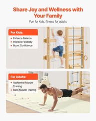 VEVOR Swedish Ladder Wall Gym 8-in-1 15-Level Solid Wood Gymnastic Stall Bars