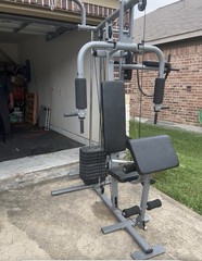 Adjustable Home Gym Multi-Station Weight Machine w/ Weight Stack & Punching bag