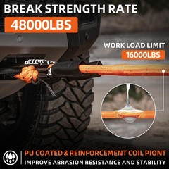 ALL-TOP Kinetic Recovery Rope (Reflective) 48000Lbs, 1in x 30ft, Heavy Duty 3…