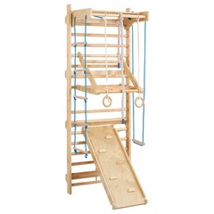 Uimoso Swedish Wooden Wall Ladder Gym 8-in-1 Indoor Playground Climbing Frame