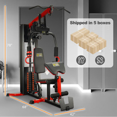 LX750 Multifunctional Full Home Gym System Workout Station with 122.5 Lbs Weight