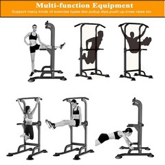 Power Tower Dip Station with Adjustable Pull Up Bar Free Standing Heavy Duty