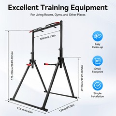 Adjustable Pull Up Bar Dip Station Multi Gym Home Gym Strength Training 440lbs