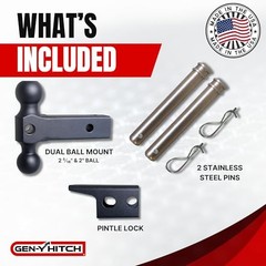Offset Tow Hitch for 2″ Receiver – 2.5″ Rise/5″ Drop with 4 Adjustable