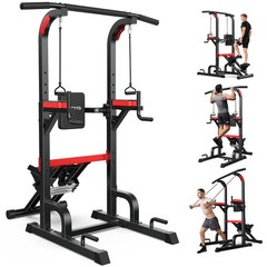 Power Tower with Stair Stepper Pull Up Bar Station Multi-Function Dip Station