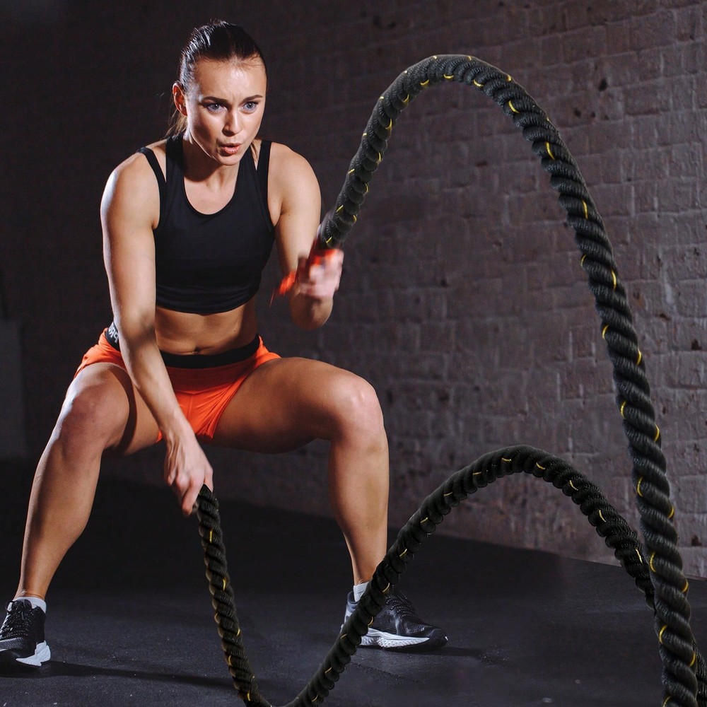 Battle Rope 1.5″ Heavy Weighted 30/40FT for Home Gym & Strength Training