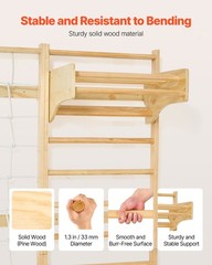 VEVOR Swedish Ladder Wall Gym 8-in-1 15-Level Solid Wood Gymnastic Stall Bars