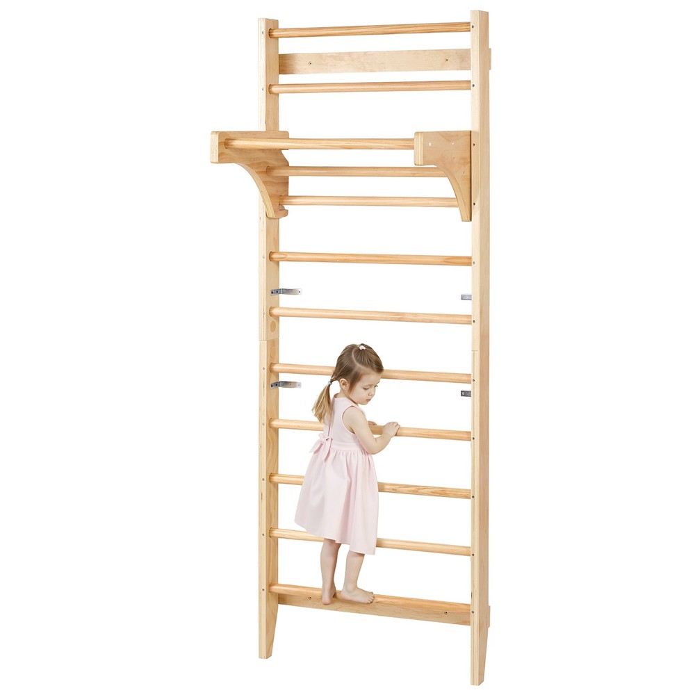 VEVOR Swedish Ladder Wall Gym 10-Level Wooden Indoor Playground Climbing Ladder