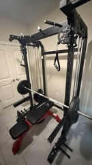 Home Gym Power Rack w/ Bench and Barbell Plates