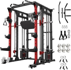 RitFit Buffalo Smith Machine Package, All-in-One Power Cage with Weight Stack ,