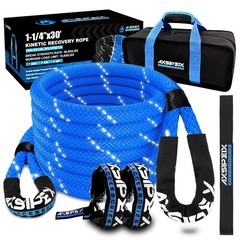 Kinetic Recovery Rope Kit (Reflective), 1.25in x 30ft 56,000Lbs, 35% High Ela…