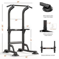 SogesPower Power Tower Dip Station Pull Up Bar for Home Gym Adjusta… Fast Ship