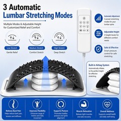 BREEV® Back Stretcher with EMS Electric Pulse Massage, Lumbar Support for L