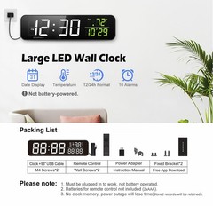 15.2″ Gym Timer, App & Remote Control, Customizable LED Colors, Temperature, …