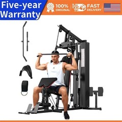 Home Gym Machine Full Body Workout Machine W/150LBS Weight Stack Preacher Curl