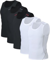 5 Pack Men’s Athletic Compression Sports Fitness Gym Running Shirt Slim Tank Top