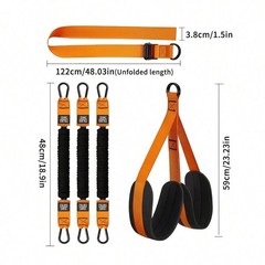 Adjustable Pull-Up Assist Bands Set of 3 with Fabric Foot Support for Home Fi…