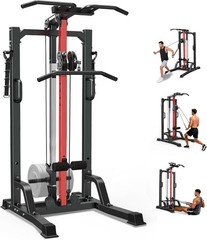 Multifunctional Home Gym System Pull Up Bar Power Tower Dip Station Full Body