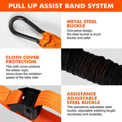 Adjustable Pull-Up Assist Bands Set of 3 with Fabric Foot Support for Home Fi…