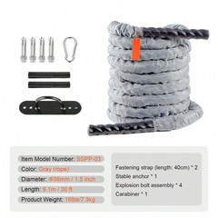 Battle Rope 1.5″ Heavy Weighted 30/40FT for Home Gym & Strength Training