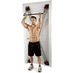 Door Gym Full Body Workout Fitness System w/ DVD, Chart, Straight Bar