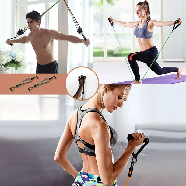 Jaxpety 11 PCS Resistance Band Set Yoga Pilates Fitness workout band