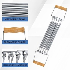 Chest Expander,Wooden Handle 5 Removable Spring Chest Expander for Men Home G…