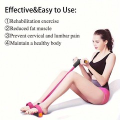 6-Tube Elastic Yoga Pedal Pull Rope Fitness Resistance Band For Full Body Wor…