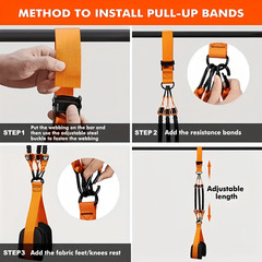 Adjustable Pull-Up Assist Bands Set of 3 with Fabric Foot Support for Home Fi…