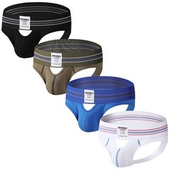 Men’s Athletic Supporters Jockstrap 4-Pack Cotton Wide Waistband Active Under…