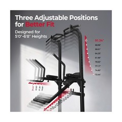 FLYBIRD Heavy Duty Power Tower with Assisted Leg Raise, Multi-Function Pull U…