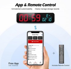 15.2″ Gym Timer, App & Remote Control, Customizable LED Colors, Temperature, …