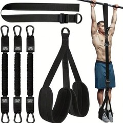 Adjustable Pull-Up Assist Bands Set of 3 with Fabric Foot Support for Home Fi…